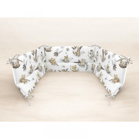 Aparatoare pentru patut, MimiNu, Din bumbac certificat Oeko Tex Standard 100, 180x30 cm, Cu panglici, Savanna [1]