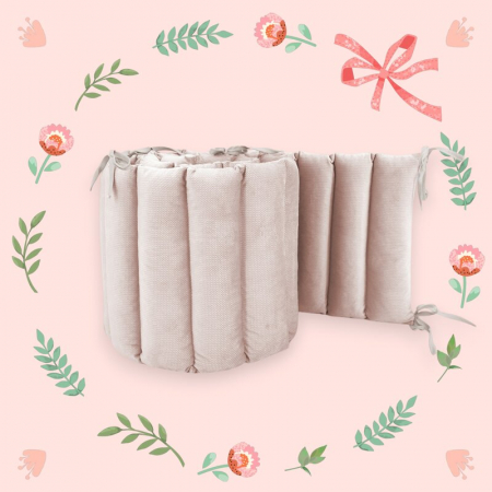Aparatoare pentru patut, MimiNu, Tip panou, Pentru patut, Lungime 180 cm, Din catifea, Beige Pink [2]