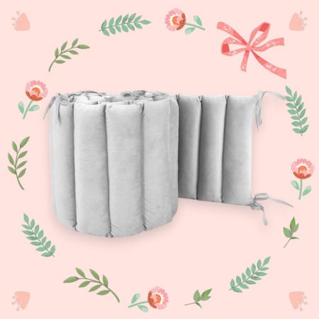 Aparatoare pentru patut, MimiNu, Tip panou, Pentru patut, Lungime 180 cm, Din catifea, Grey [2]