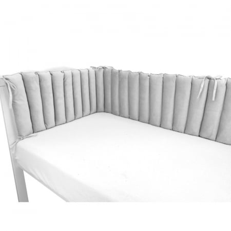 Aparatoare pentru patut, MimiNu, Tip panou, Pentru patut, Lungime 180 cm, Din catifea, Grey [3]