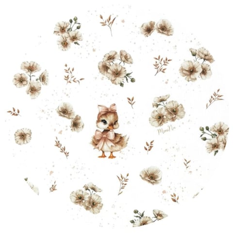 Aparatoare pentru patut, MimiNu, Tip rulou, Cu husa detasabila, Lungime 180 cm, Din bumbac certificat Oeko Tex Standard 100, Design, Ducklings Beige [1]