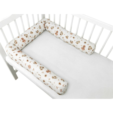 Siguranta si Sanatate - Aparatoare pentru patut, MimiNu, Tip rulou, Cu husa detasabila, Lungime 180 cm, Din bumbac certificat Oeko Tex Standard 100, Design, Ducklings Beige