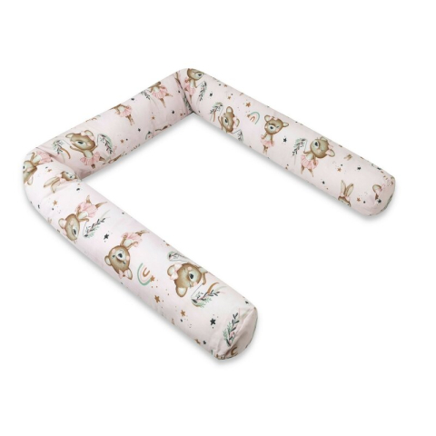 Siguranta si Sanatate - Aparatoare pentru patut, MimiNu, Tip rulou, Cu husa detasabila, Lungime 180 cm, Din bumbac certificat Oeko Tex Standard 100, Design, Little Ballerina Pink