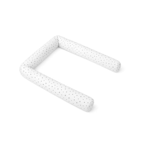 Siguranta si Sanatate - Aparatoare pentru patut, MimiNu, Tip rulou, Cu husa detasabila, Lungime 180 cm, Din bumbac certificat Oeko Tex Standard 100, Mini Gray Stars