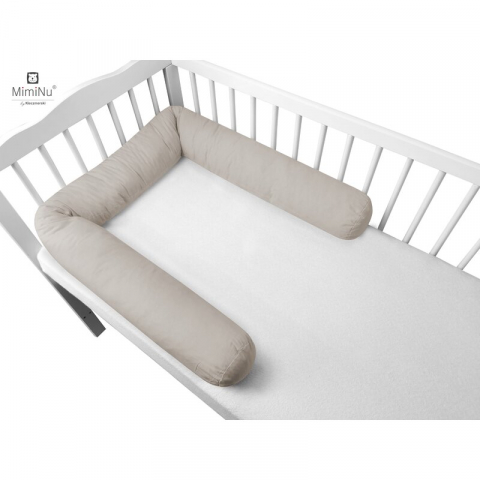 Siguranta si Sanatate - Aparatoare pentru patut, MimiNu, Tip rulou, Pentru patut, Lungime 180 cm, Din bumbac certificat Oeko Tex Standard 100, Colectia Royal, Beige