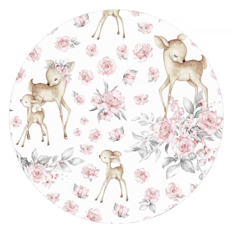 Aparatoare pentru patut, MimiNu, Tip rulou, Pentru patut, Lungime 180 cm, Din bumbac certificat Oeko Tex Standard 100, Sweet Deer Pink  [1]