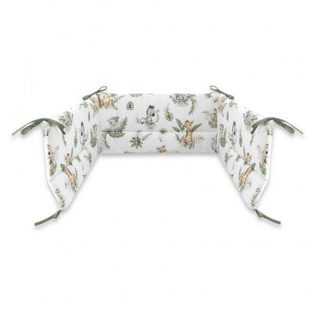 Siguranta si Sanatate - Aparatoare pentru patut, Qmini, Din bumbac certificat Oeko Tex Standard 100, 210X30 cm, Cu panglici, Safari