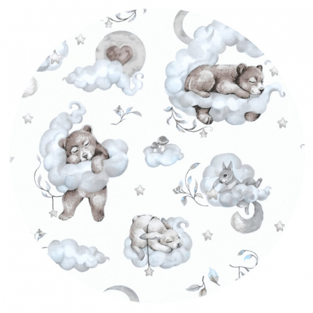 Aparatoare pentru patut, Qmini, Din bumbac certificat Oeko Tex Standard 100, 210x30 cm, Cu panglici, Teddy Bear and Friends Blue [2]