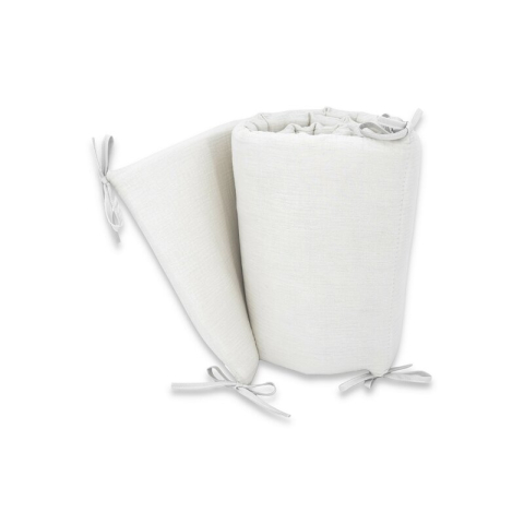 Aparatoare pentru patut, Qmini, Din muselina dubla, 180x30 cm, Din material certificat Oeko Tex Standard 100, Cu panglici, Cream [1]