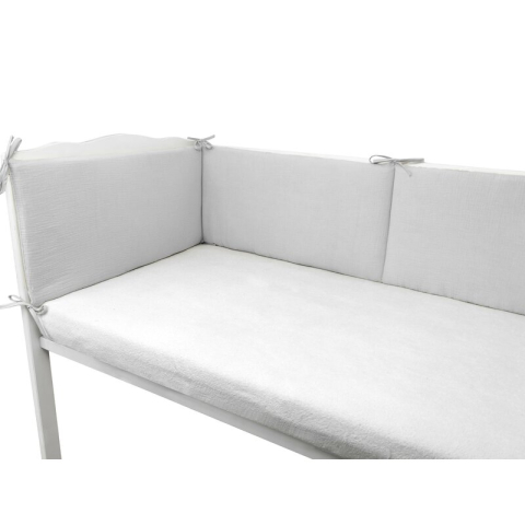 Aparatoare pentru patut, Qmini, Din muselina dubla, 180x30 cm, Din material certificat Oeko Tex Standard 100, Cu panglici, Gray [2]