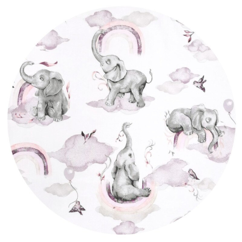 Aparatoare pentru patut, Qmini, Tip rulou, Cu husa detasabila, Lungime 180 cm, Din bumbac certificat Oeko Tex Standard 100, Elephants on Rainbow Pink [1]