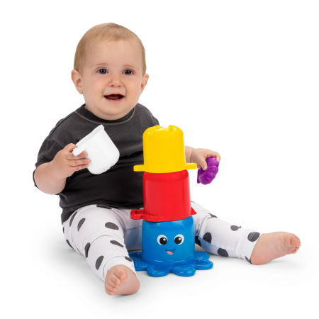 Jucarii si Jocuri - Baby Einstein - Set de pahare senzoriale pentru stivuire si scurgere, "Ocean Explorers Opuss"