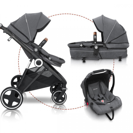 Pachete carucioare - BabyGo - Carucior 3 in 1 Halime  – cadru Black
