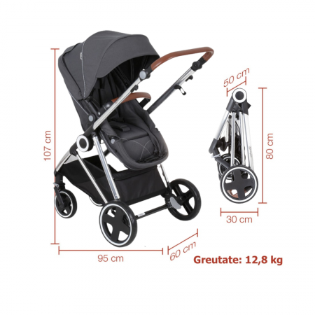 BabyGo - Carucior 3 in 1 Halime  – cadru Silver [17]