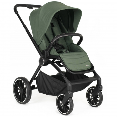 BabyGo - Carucior 3 in 1 Harmony Green cu maner reglabil pe inaltime, cadru Black [4]