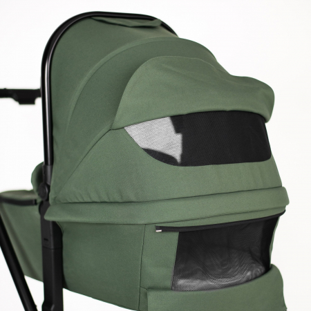 BabyGo - Carucior 3 in 1 Harmony Green cu maner reglabil pe inaltime, cadru Black [6]