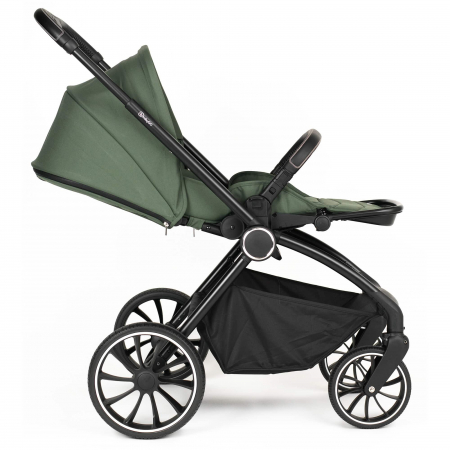 BabyGo - Carucior 3 in 1 Harmony Green cu maner reglabil pe inaltime, cadru Black [5]