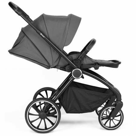 BabyGo - Carucior 3 in 1 Harmony Grey cu maner reglabil pe inaltime, cadru Black [8]