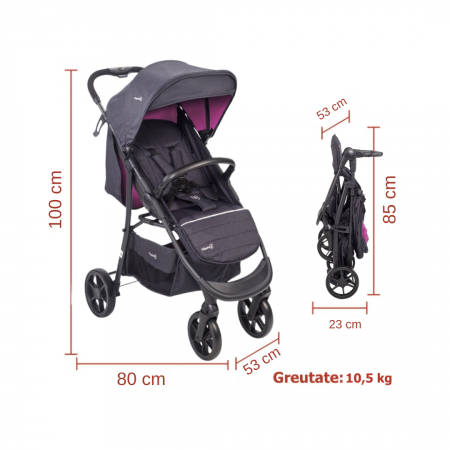 BabyGo - Carucior Style 3 in 1 Rosa [12]