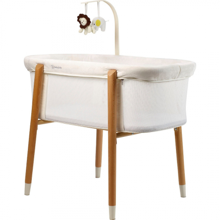 Mobilier si Lenjerie - BabyGo - Patut cu cadru din Lemn si Bara de Jucarii Sleepgood Mesh