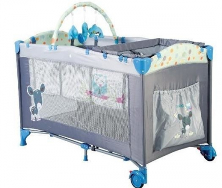 Mobilier si Lenjerie - BabyGo - Patut pliant Sleepwell Blue