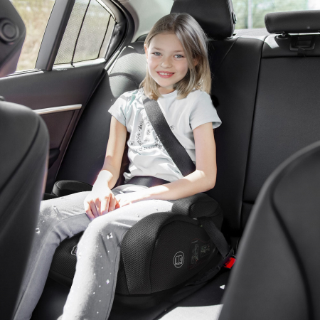 BabyGo - Scaun auto booster i-Size, Melange Gray, 125-150 cm, certificat R129 [3]