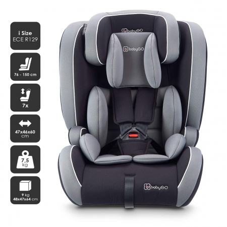 BabyGo - Scaun auto i-Size FreeFix Grey, 76-150 cm, certificat R129 [1]