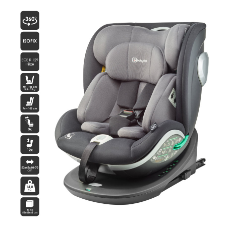 BabyGo - Scaun auto rotativ i-Size Grow Up 360 Black, 0-36 kg [3]