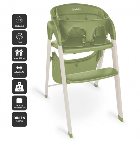 BabyGo - Scaun de masa 3 in 1 transformabil Levels Khaki [10]