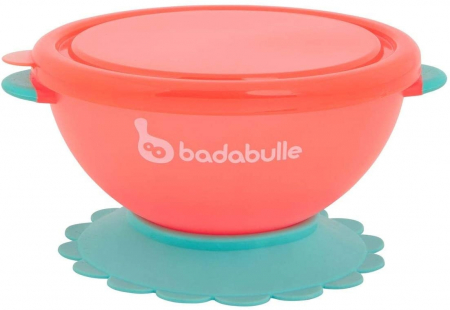 Badabulle - Set 3 boluri colorate pentru mancare, cu suport inclus [4]