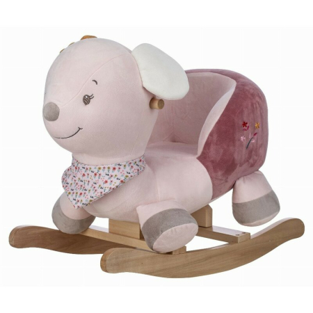 Transport si Relaxare - Balansoar, Free2Play, Zoe the Mouse, Cu sa confortabila cu spatar, Din lemn, 18 luni+, Pink