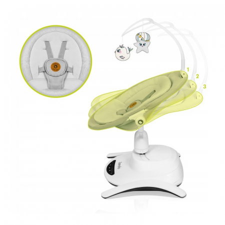 Balansoar, Lionelo, Bella, Multifunctional, Electric, Scaun reglabil, Ecran tactil si telecomanda, 6 miscari unice, 5 viteze, Cu melodii, Gri [23]