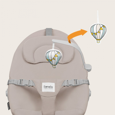 Balansoar, Lionelo, Dalia, Inaltime reglabila in 2 pozitii, Cu husa detasabila, Bara de jucarii, Pana la 9 kg, Usor, 3.2 kg, Bej [25]