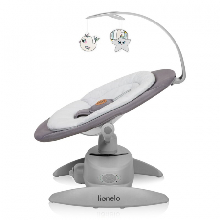Balansoar, Lionelo, Mell, 2 in 1, Rotire 360 grade, Electric, Cu 3 moduri de leganare, Cu 5 trepte de viteza, Cu 3 pozitii de inclinare, Cu timer, 12 melodii si 2 sunete ale naturii, Pana la 9 kg, Gri [8]