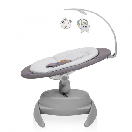Balansoar, Lionelo, Mell, 2 in 1, Rotire 360 grade, Electric, Cu 3 moduri de leganare, Cu 5 trepte de viteza, Cu 3 pozitii de inclinare, Cu timer, 12 melodii si 2 sunete ale naturii, Pana la 9 kg, Gri [11]
