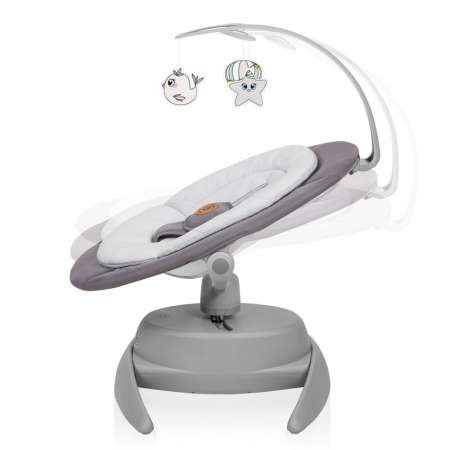 Balansoar, Lionelo, Mell, 2 in 1, Rotire 360 grade, Electric, Cu 3 moduri de leganare, Cu 5 trepte de viteza, Cu 3 pozitii de inclinare, Cu timer, 12 melodii si 2 sunete ale naturii, Pana la 9 kg, Gri [6]
