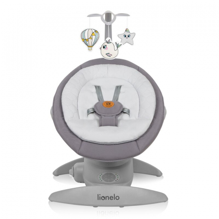Balansoar, Lionelo, Mell, 2 in 1, Rotire 360 grade, Electric, Cu 3 moduri de leganare, Cu 5 trepte de viteza, Cu 3 pozitii de inclinare, Cu timer, 12 melodii si 2 sunete ale naturii, Pana la 9 kg, Gri [2]