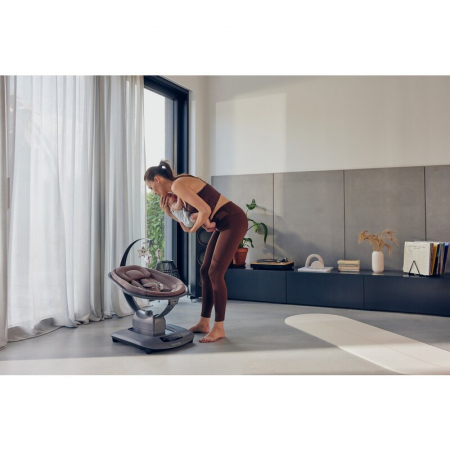 Balansoar si sezlong, Lionelo, Blossom, 5 melodii, 5 moduri de balansare, Cu jucarii, Husa respirabila, 60% bambus, Cu telecomanda, Reglare pozitie scaun pentru somn, Pana la 9 kg, Mov [20]