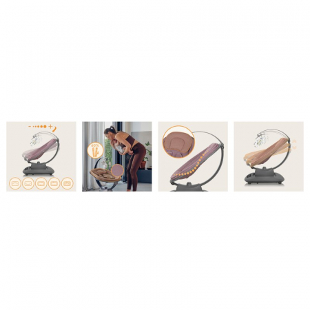 Balansoar si sezlong, Lionelo, Blossom, 5 melodii, 5 moduri de balansare, Cu jucarii, Husa respirabila, 60% bambus, Cu telecomanda, Reglare pozitie scaun pentru somn, Pana la 9 kg, Mov [22]