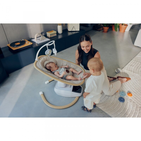 Balansoar si sezlong, Lionelo, Olivia, 2 in 1, Electric, Cu leganare 3D, 5 moduri de balansare in mai multe directii, Cu 13 melodii, Scaun pivotant la 180 grade, Reglabil, Cu arcada jucarii, Bej [25]