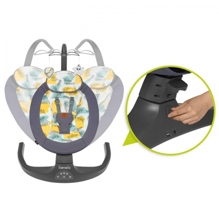 Balansoar si sezlong, Lionelo, Ralf, 2 in 1, Electric, Cu telecomanda si cablu USB, Cu miscare laterala de balansare si 5 niveluri diferite de viteza, Cu 12 melodii, Gri [32]