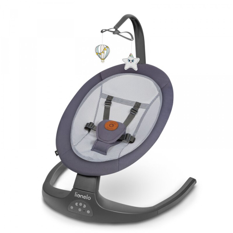 Balansoar si sezlong, Lionelo, Ralf, 2 in 1, Electric, Cu telecomanda si cablu USB, Cu miscare laterala de balansare si 5 niveluri diferite de viteza, Cu 12 melodii, Gri Grafit, Resigilat [2]