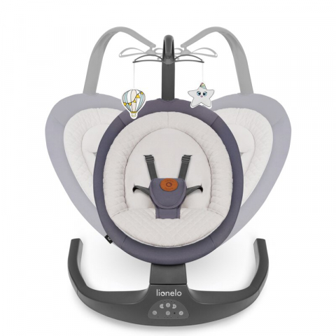 Balansoar si sezlong, Lionelo, Ralf, 2 in 1, Electric, Cu telecomanda si cablu USB, Cu miscare laterala de balansare si 5 niveluri diferite de viteza, Cu 12 melodii, Gri Grafit, Resigilat [4]