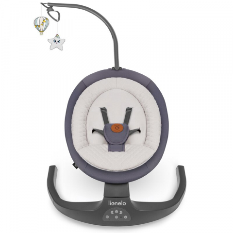 Balansoar si sezlong, Lionelo, Ralf, 2 in 1, Electric, Cu telecomanda si cablu USB, Cu miscare laterala de balansare si 5 niveluri diferite de viteza, Cu 12 melodii, Gri Grafit, Resigilat [3]