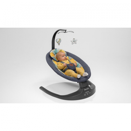 Balansoar si sezlong, Lionelo, Ralf, 2 in 1, Electric, Cu telecomanda si cablu USB, Cu miscare laterala de balansare si 5 niveluri diferite de viteza, Cu 12 melodii, Gri Grafit [6]