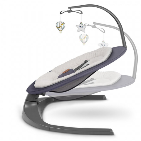 Balansoar si sezlong, Lionelo, Ralf, 2 in 1, Electric, Cu telecomanda si cablu USB, Cu miscare laterala de balansare si 5 niveluri diferite de viteza, Cu 12 melodii, Gri Grafit, Resigilat [7]