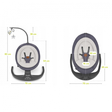 Balansoar si sezlong, Lionelo, Ralf, 2 in 1, Electric, Cu telecomanda si cablu USB, Cu miscare laterala de balansare si 5 niveluri diferite de viteza, Cu 12 melodii, Gri Grafit [15]