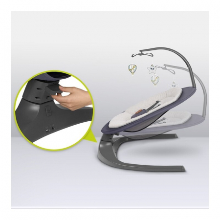 Balansoar si sezlong, Lionelo, Ralf, 2 in 1, Electric, Cu telecomanda si cablu USB, Cu miscare laterala de balansare si 5 niveluri diferite de viteza, Cu 12 melodii, Gri Grafit [9]