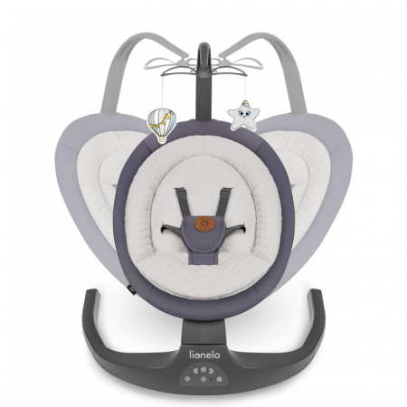 Balansoar si sezlong, Lionelo, Ralf, 2 in 1, Electric, Cu telecomanda si cablu USB, Cu miscare laterala de balansare si 5 niveluri diferite de viteza, Cu 12 melodii, Gri Grafit [4]
