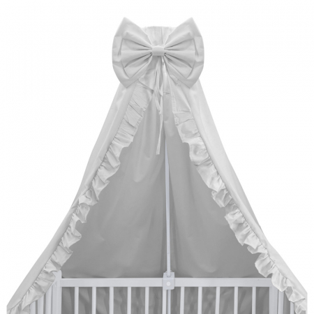 Mobilier si Lenjerie - Baldachin, MimiNu, Pentru patut, Cu funda si volanas, 210x145 cm, Material certificat Oeko Tex Standard 100, Colectia Royal, Grey